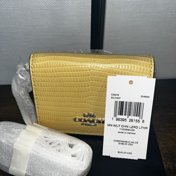 Coach Mini Wallet On A Chain Soft Hay Yellow Leather NWT $198 - Picture 2 of 9